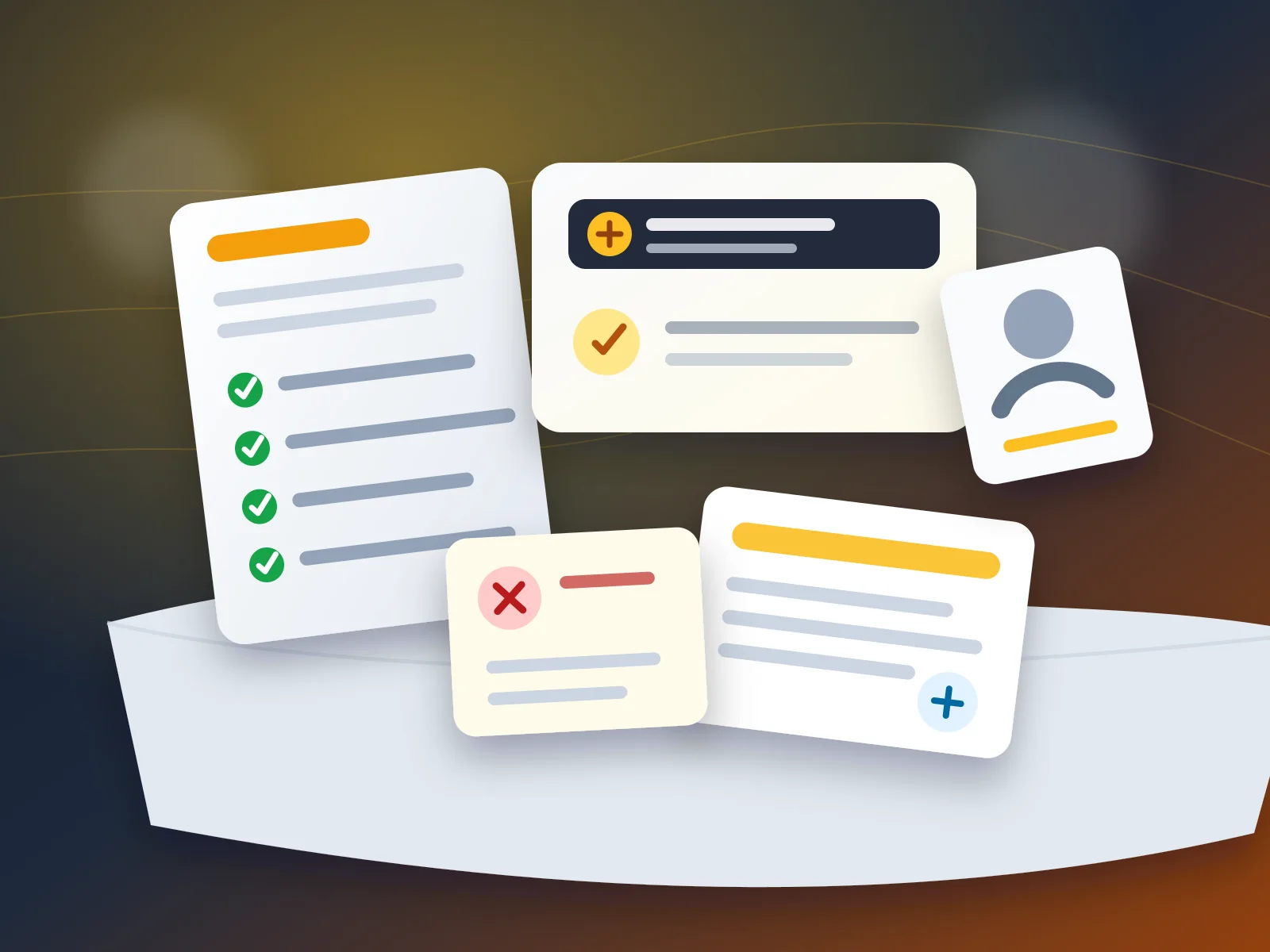 Editorial illustration of a structured attorney profile comparison.