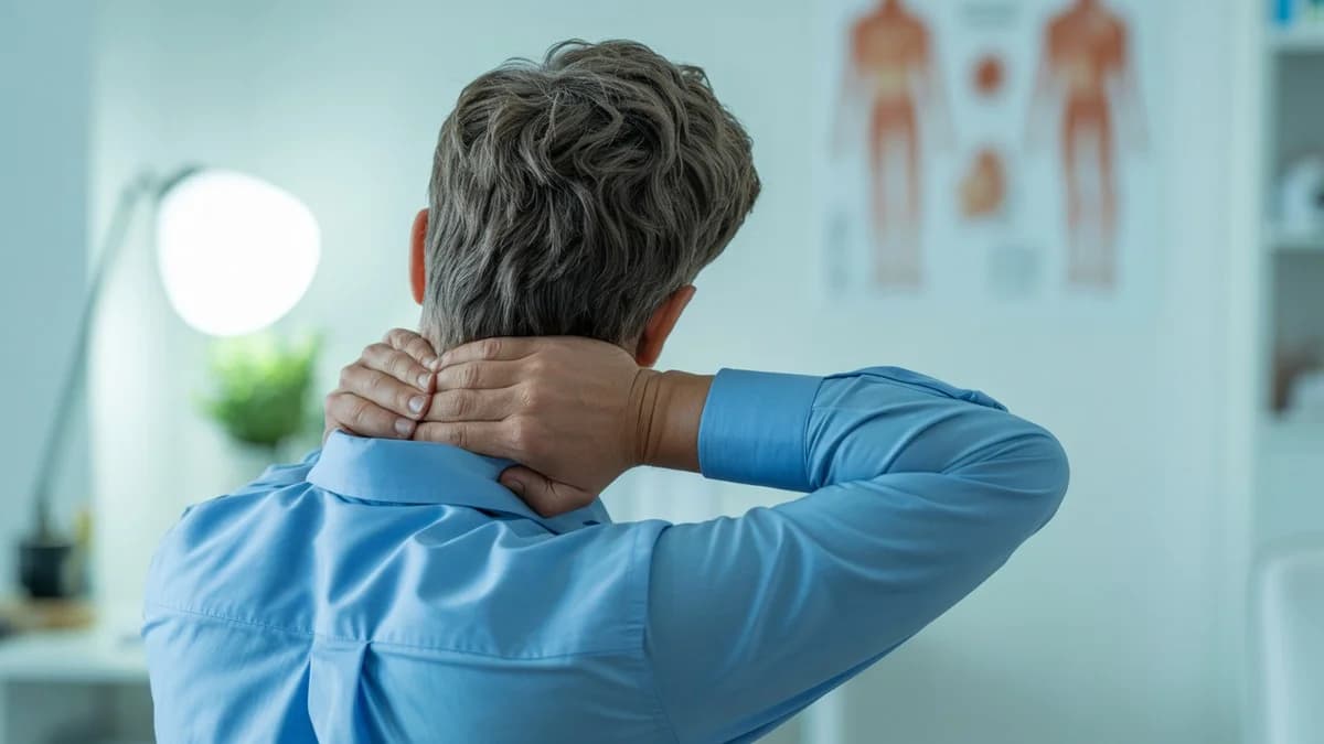 Person experiencing neck pain and stiffness from whiplash injury