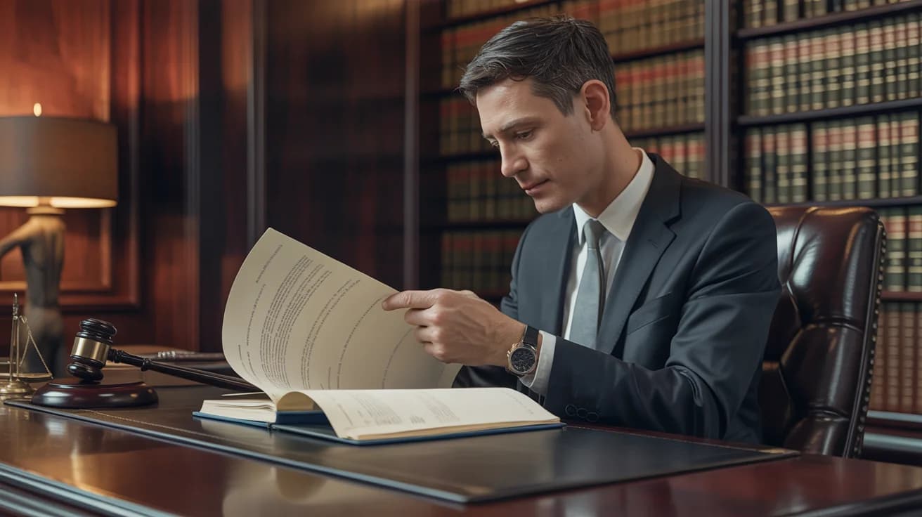 Personal injury attorney reviewing case documents and settlement figures showing successful verdicts and recoveries for accident victims